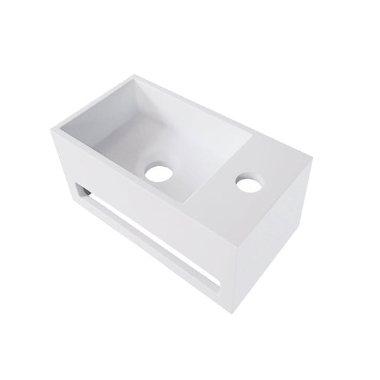 Solid Surface Fontein met Handdoekhouder Wiesbaden (Kraangat Rechts) 35,6X20,3X15,9 Cm
