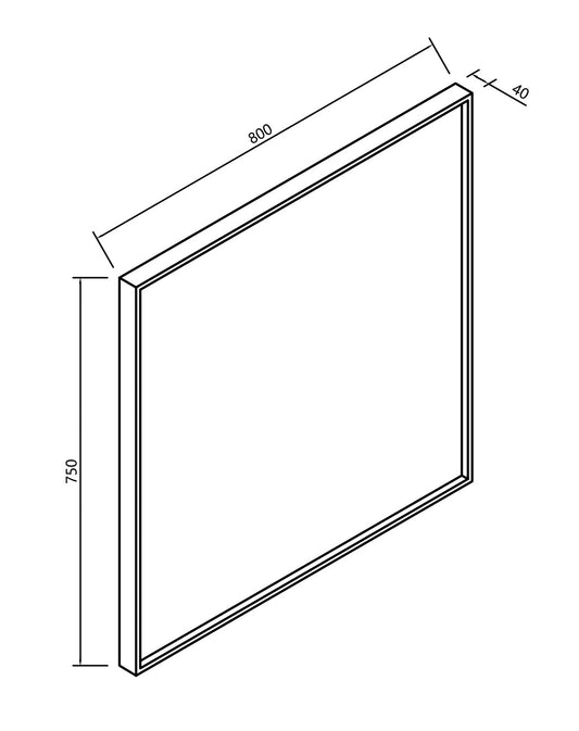 Ribbella spiegel met frame 80 cm mat zwart