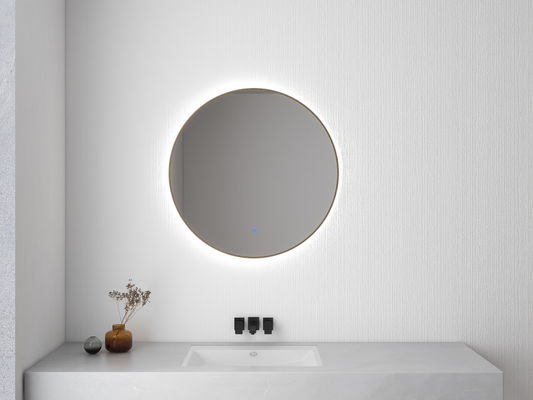 Novi ronde spiegel Wiesbaden met LED, dimbaar 60 cm in geborsteld messing