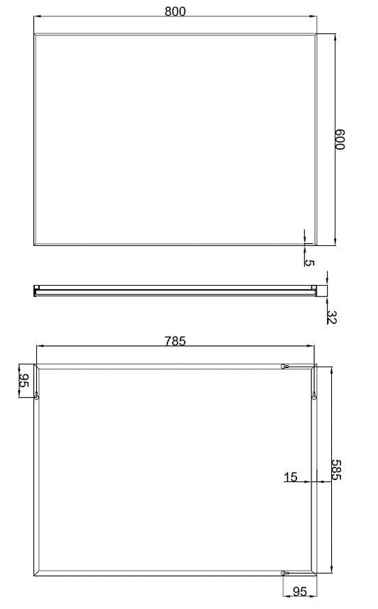 Sigid Spiegel Wiesbaden Aluminium Lijst 100x60 cm
