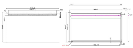 Tigris Spiegel Wiesbaden met LED-verlichting en Schakelaar 140X80X3Cm
