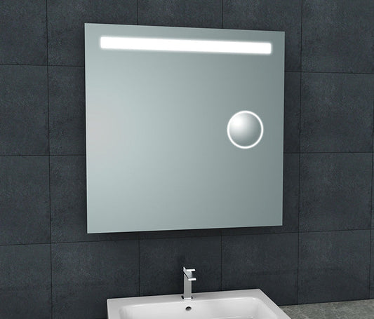 Tigris Spiegel Wiesbaden met LED Verlichting en Scheerspiegel 80x80 cm