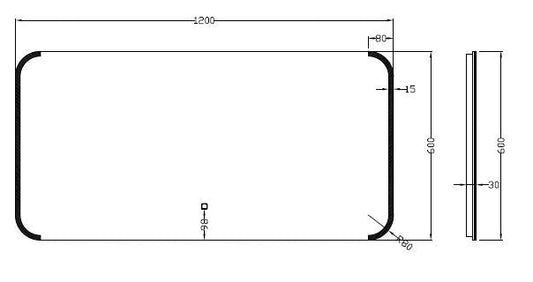 Wiesbaden Spiegel met Beugel, Dimbaar LED 60x120 cm