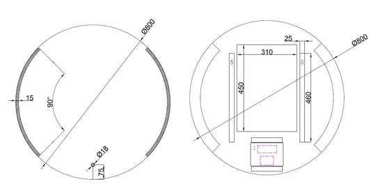 Round spiegel rond met LED, dimbaar en spiegelverwarming 80 cm