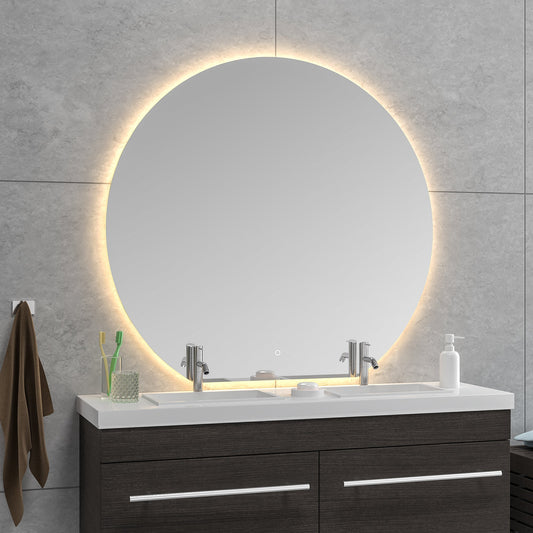 Tramonto Ronde Badkamerspiegel Wiesbaden met LED Dimbaar en Spiegelverwarming 120 X 112 X 0,3 Cm
