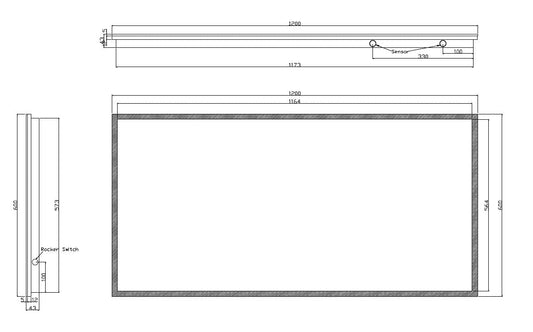 Quatro Spiegel Wiesbaden met dimbare LED-verlichting en condensvrij 120X60Cm
