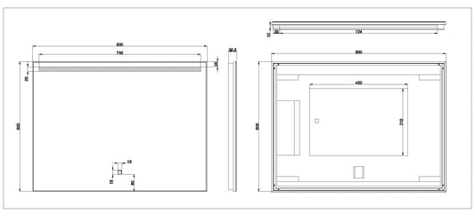 Ambi One Spiegel Wiesbaden met LED en condensvrij 80X60Cm