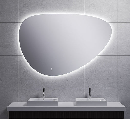 Dimbare LED organische spiegel Wiesbaden Uovo 140 cm, condensvrij