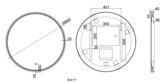 Maro spiegel rond met LED, dimbaar en spiegelverwarming 80 cm mat zwart