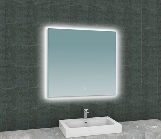 Soul vierkante spiegel Wiesbaden met LED-verlichting en achtergrondverlichting in 80 cm