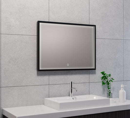 Condensatievrije LED-badkamerspiegel Wiesbaden 70X50 Cm in matzwart