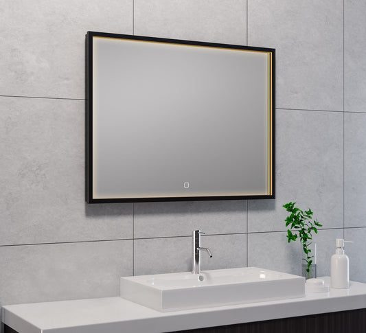 Condensvrije LED Badkamerspiegel Wiesbaden 80x60 cm Mat Zwart