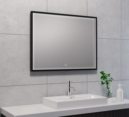 Condensvrije LED Badkamerspiegel Wiesbaden 80x60 cm Mat Zwart