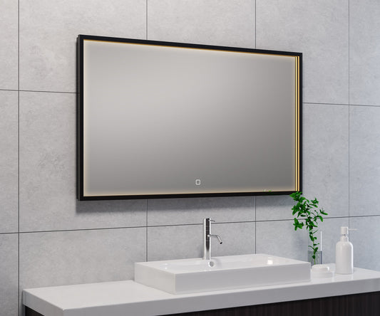 Condensvrije badkamerspiegel met LED-verlichting Wiesbaden 100X60 Cm in matzwart