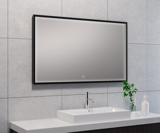 Condensvrije badkamerspiegel met LED-verlichting Wiesbaden 100X60 Cm in matzwart