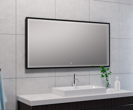 Condensvrije badkamerspiegel met LED-verlichting Wiesbaden 120x60 cm mat zwart