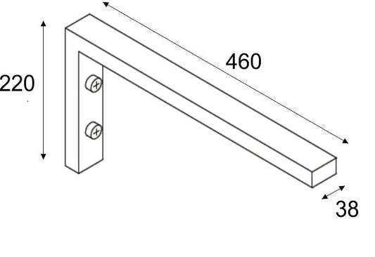 Ophangbeugel L-vorm 460 x 220 mm chroom