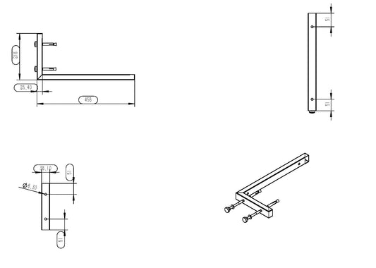 Ophangbeugel L-vorm 460 x 220 mm mat zwart