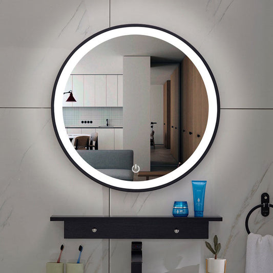 Lista Nera Spiegel Wiesbaden met LED-verlichting Dimbaar in Rond 60 Cm in Mat Zwart