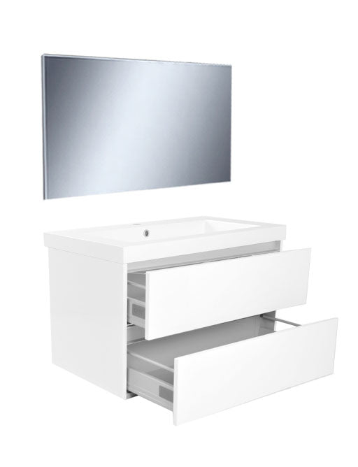 Vision Badkamermeubel 80x46 cm Wit (2 Laden), Wiesbaden