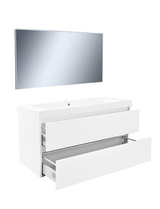 Vision Badkamermeubel 100x46 cm Wit (2 Laden), Wiesbaden