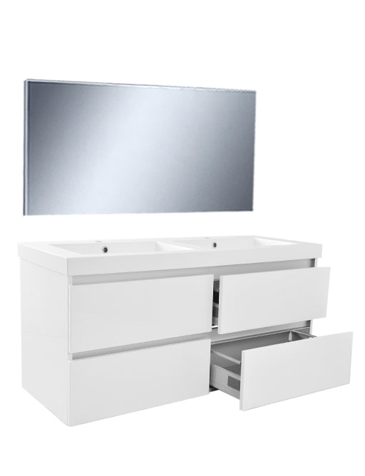 Vision Badkamermeubel 120x46 cm Wit (4 Laden), Wiesbaden
