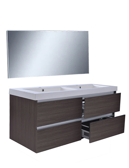 Vision Badkamermeubel 120x46 cm Grijs Eiken (4 Laden), Wiesbaden