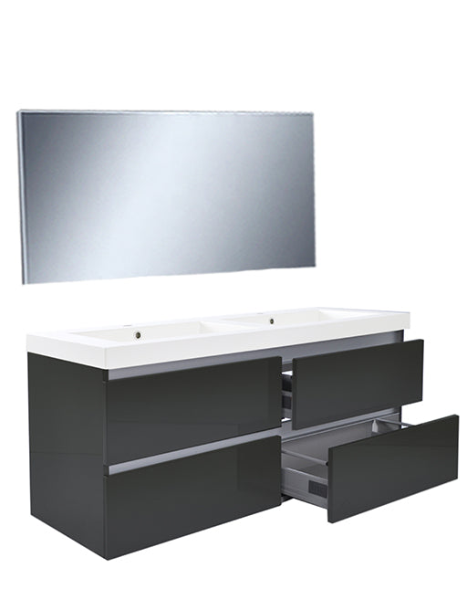 Vision Badkamermeubelset 120 cm Hoogglans Grijs (4 Laden), Wiesbaden