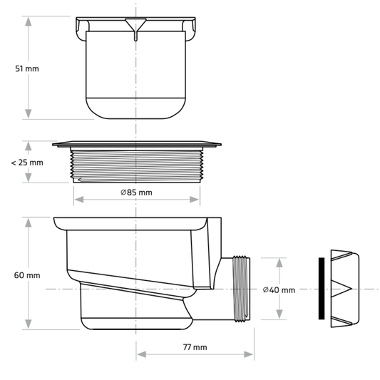 ALONI douchesifon voor Madison/Elite – Ø40 mm