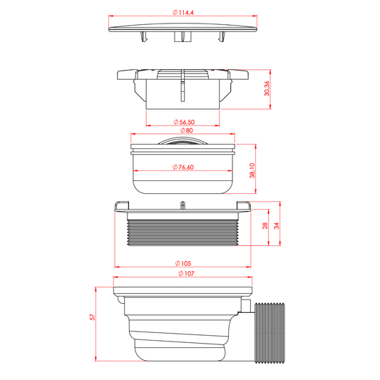 ALONI douchesifon 90 mm