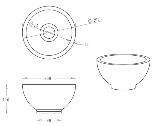 Raw waskom rond 20x11 cm hardsteen gezoet