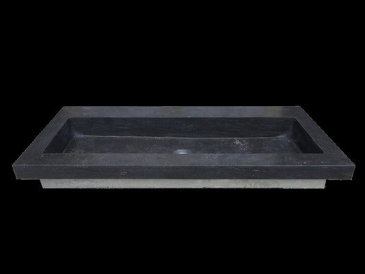B-Stone Wastafel Wiesbaden 120X46X5 Cm Zonder Kraangaten in Bluestone Zwart