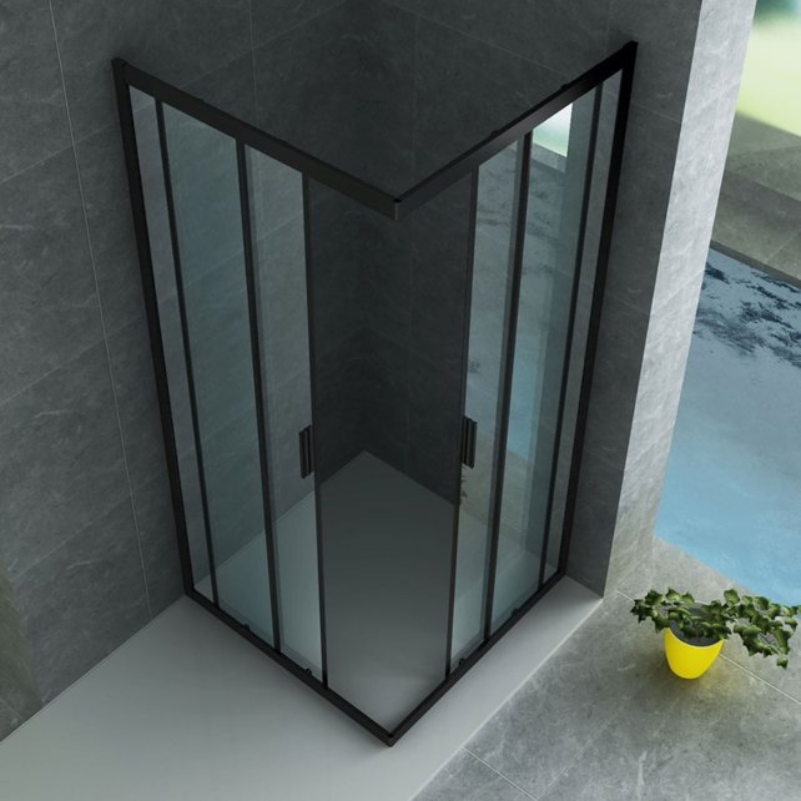 ALONI Douchecabine Hoekinstap met 2 Schuifdeuren – 6 mm Veiligheidsglas – Helder Glas – Omkeerbaar