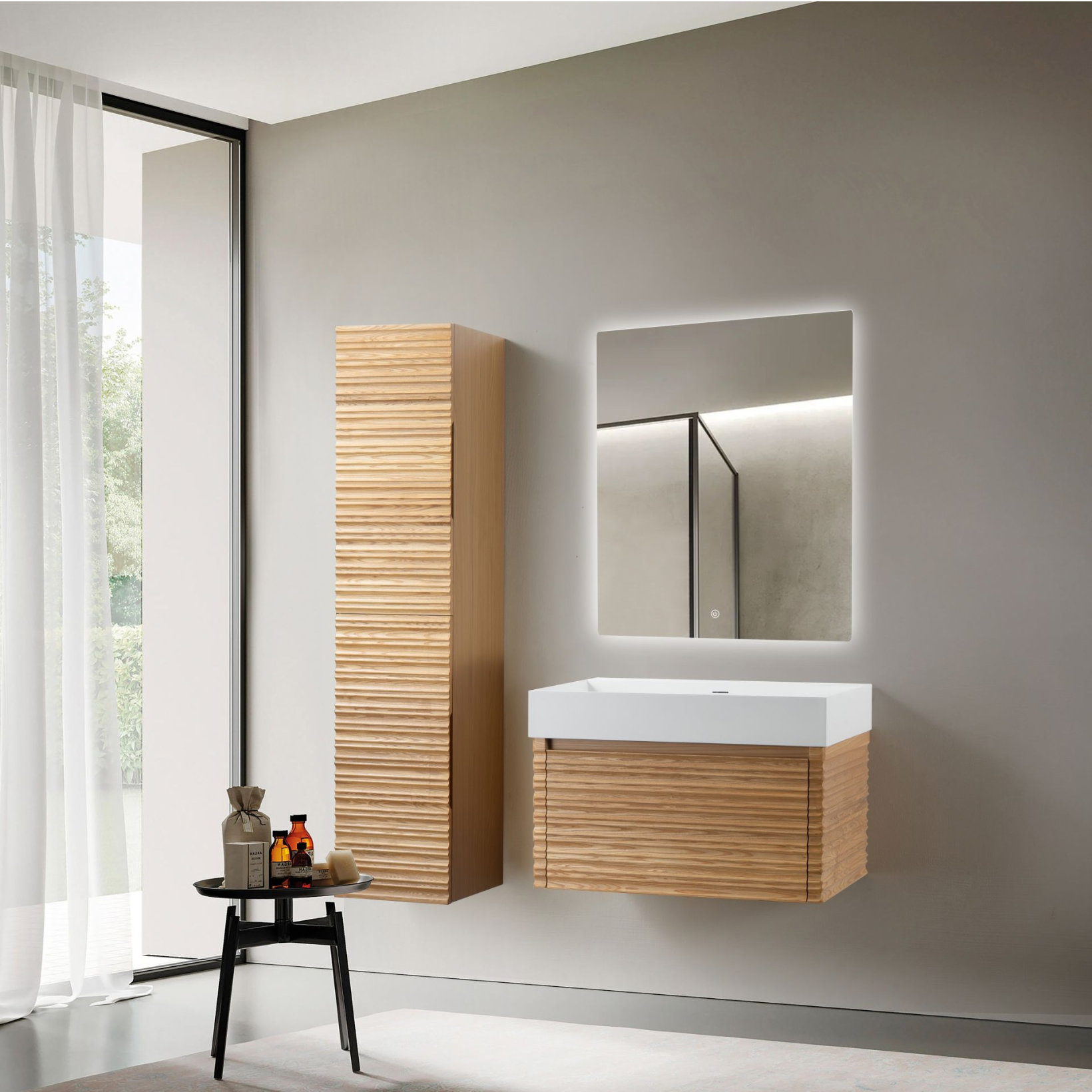 KAMELLIA wastafelonderkast – Greeploos & softclose