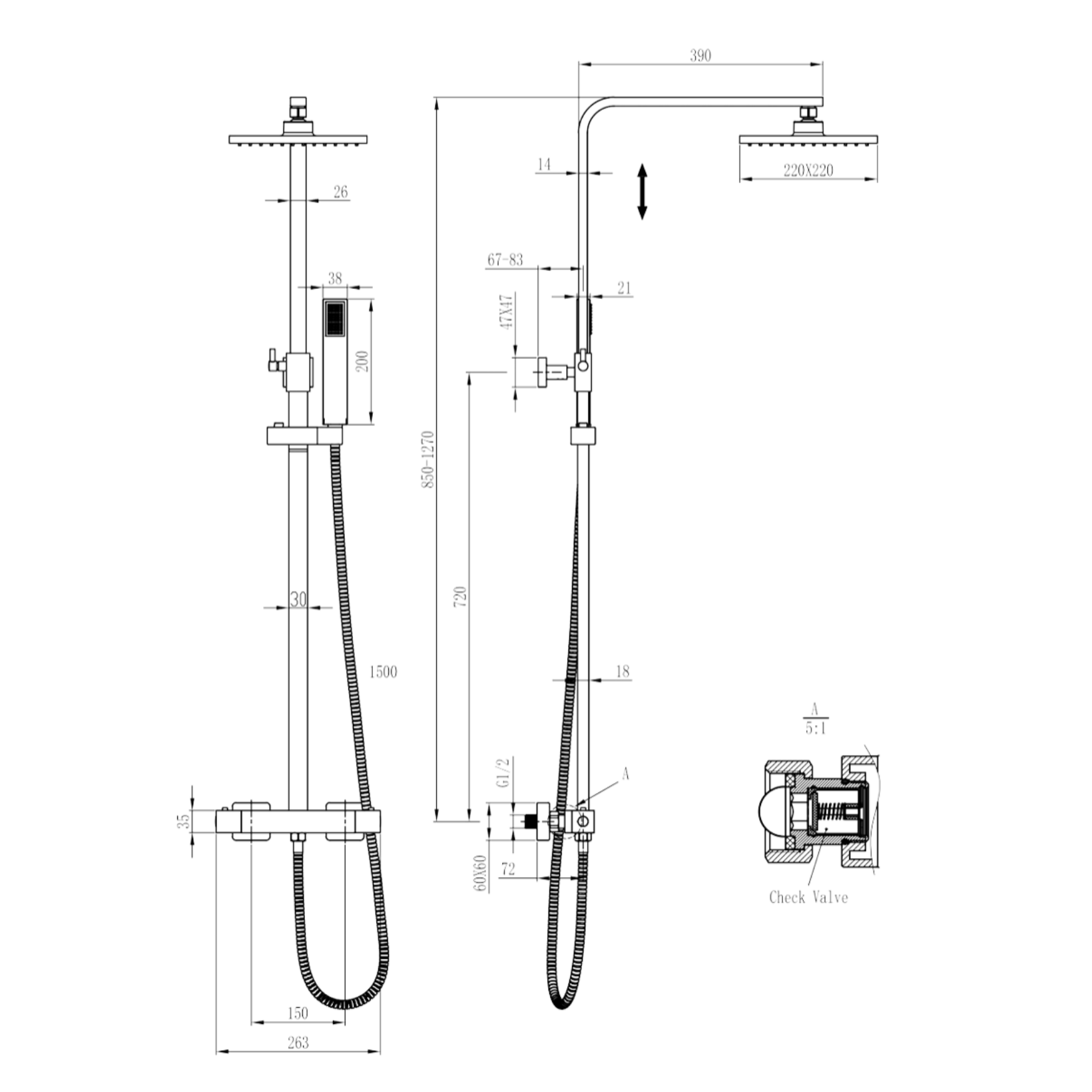 ALONI douchekolom Quadro