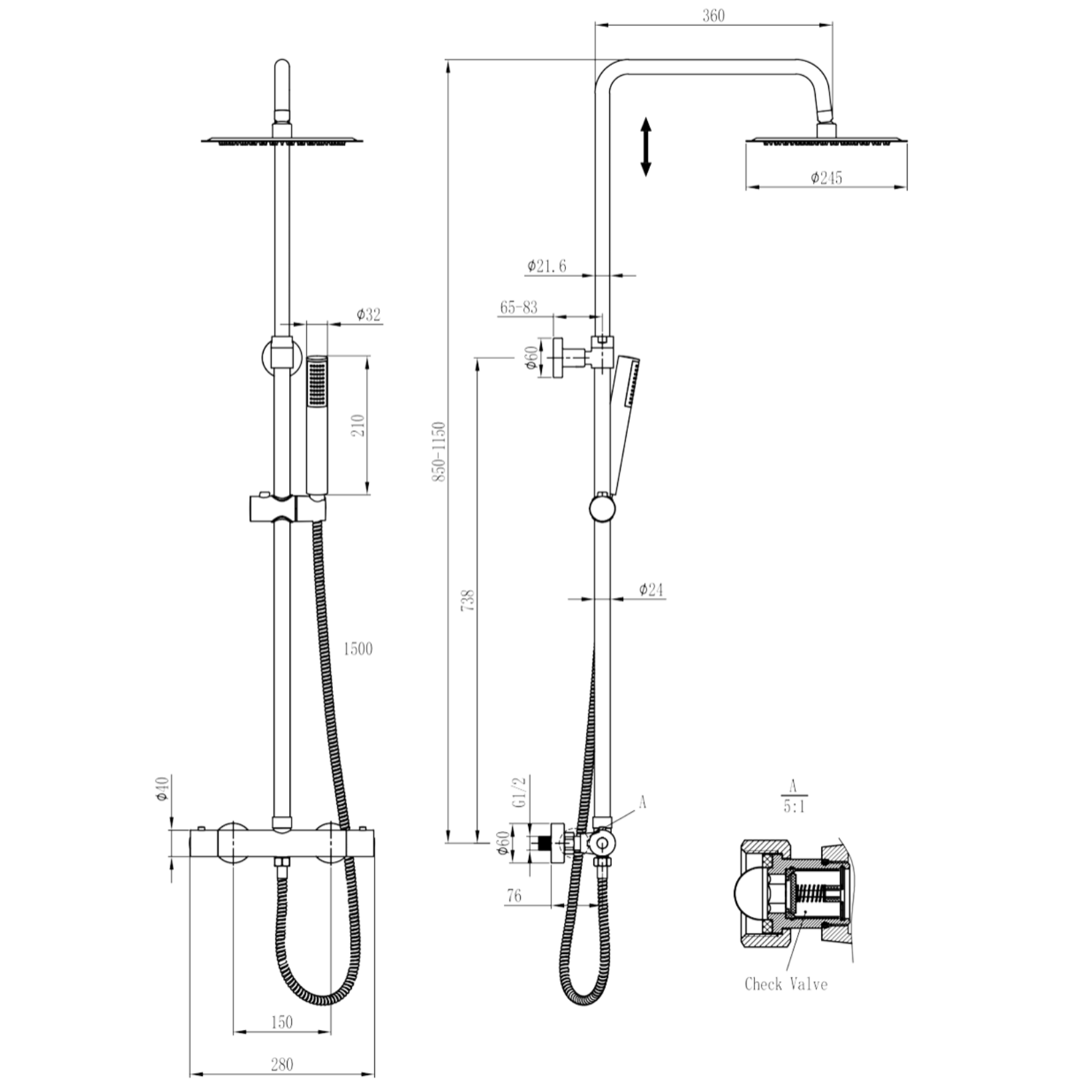 ALONI douchekolom Optimo Rondo