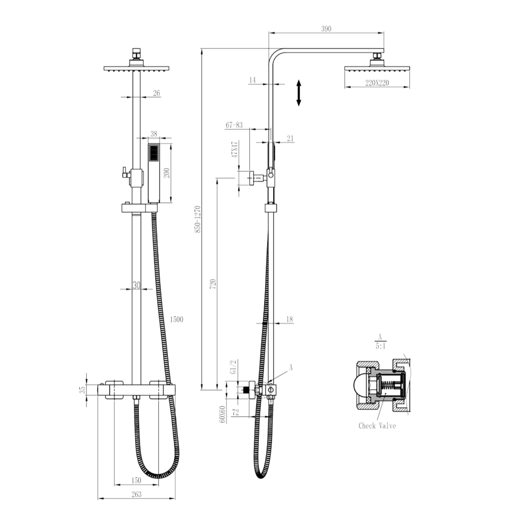 ALONI douchekolom Quadro