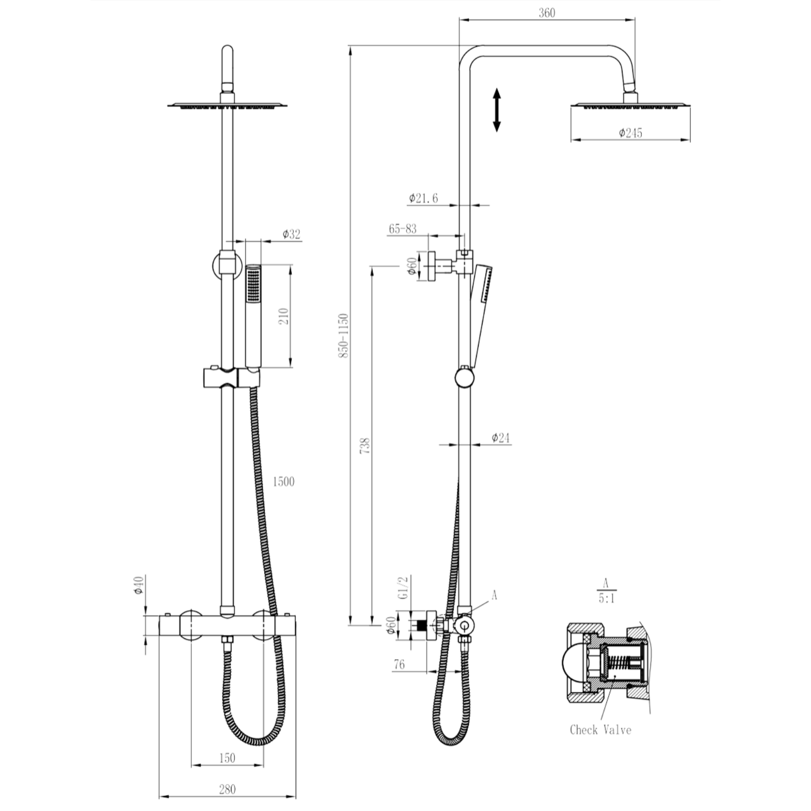 ALONI douchekolom Optima Rondo