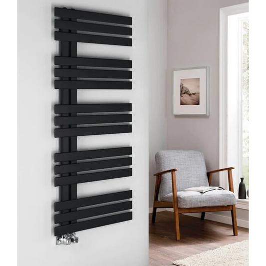 BELRAD Badkamer Radiator Mat Zwart – Linkeraansluiting/Combi