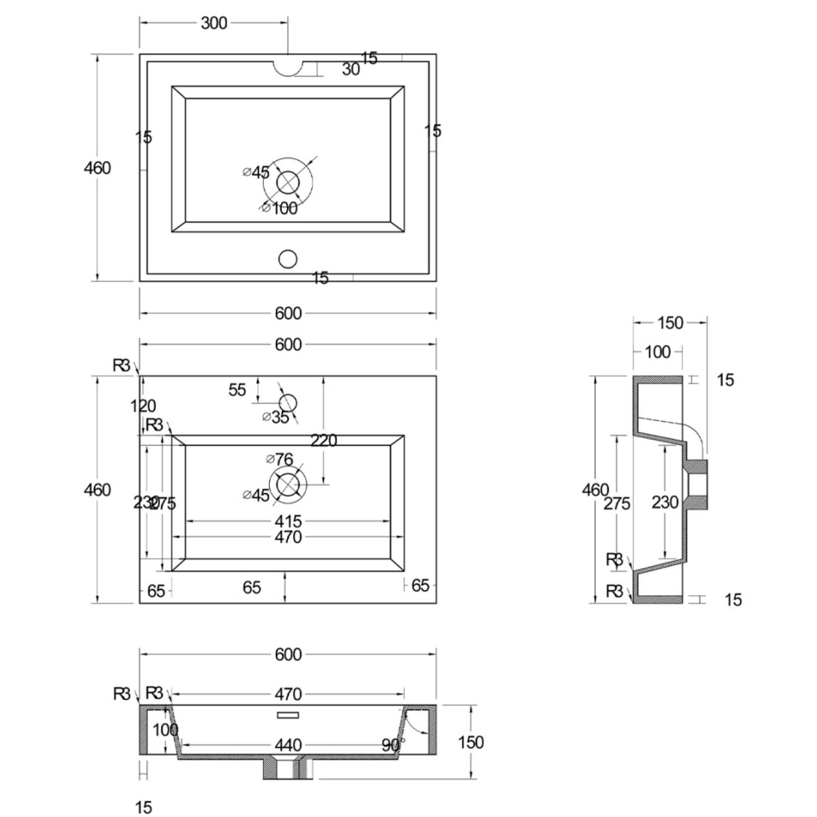 ALONI Wastafel – Kunstmarmer
