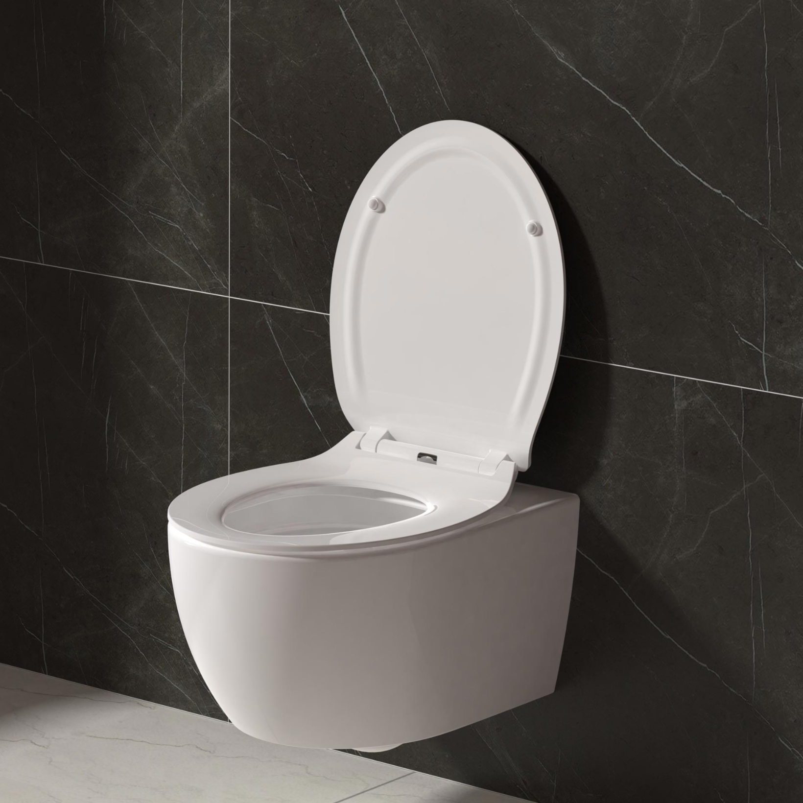 Aloni Premium wc-zitting – slim design – softclose – quick release – topfix – duroplast – RVS scharnieren