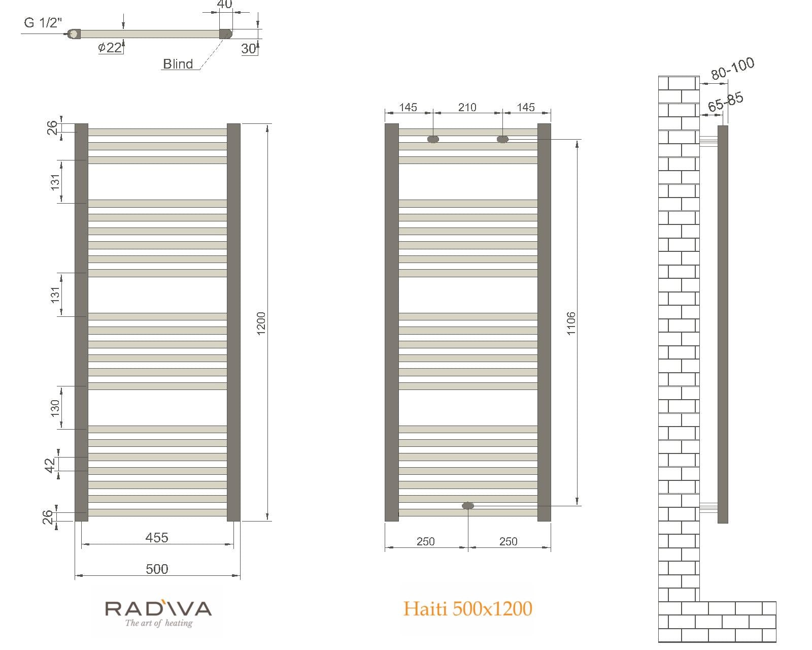 Radiva Haiti Radiator 500 x 1200mm