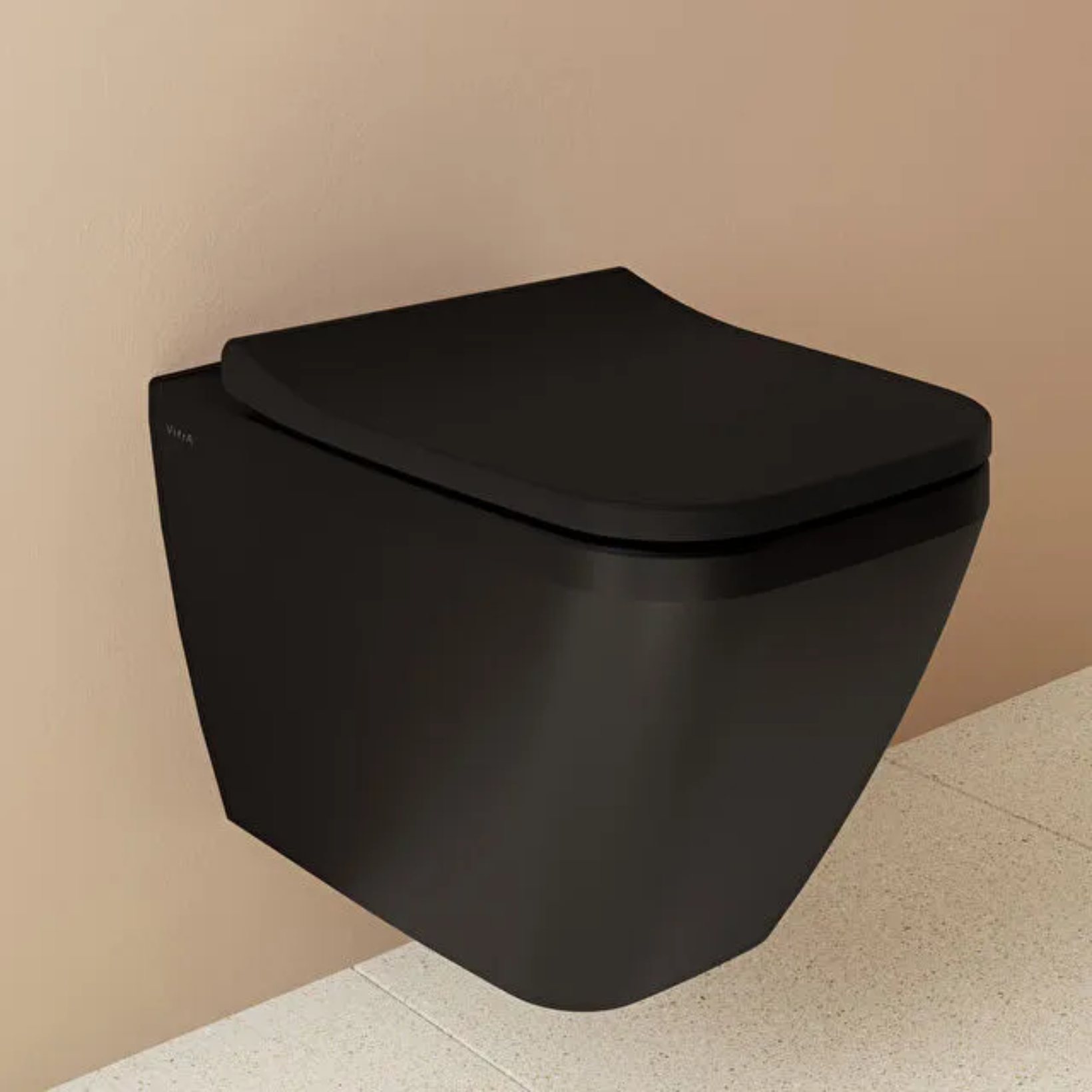 VitrA Integra Square Hangtoilet Mat Zwart (incl. Toiletbril)