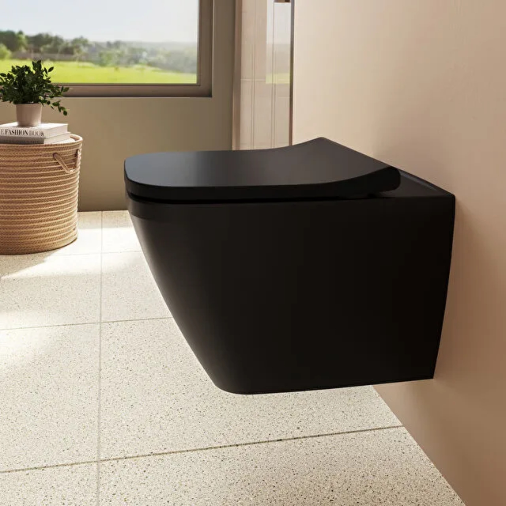 VitrA Integra Square Hangtoilet Mat Zwart (incl. Toiletbril)