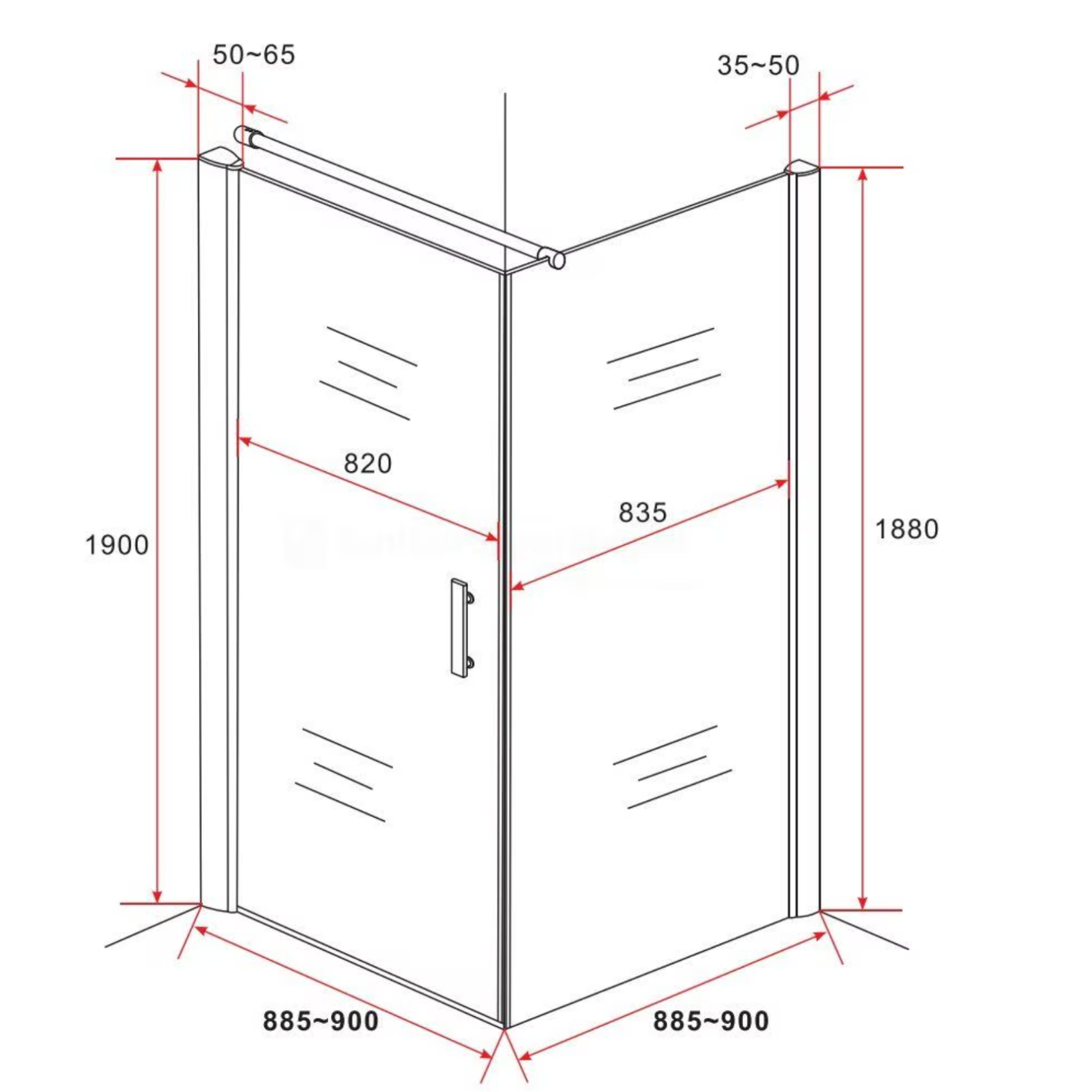 ALONI Douchecabine met Draaideur en Zijwand – 6 mm Veiligheidsglas – Helder Glas – Omkeerbaar
