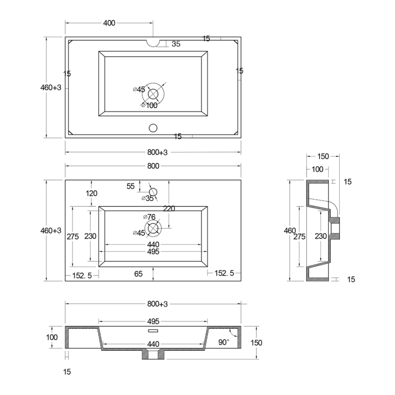 ALONI Wastafel – Kunstmarmer