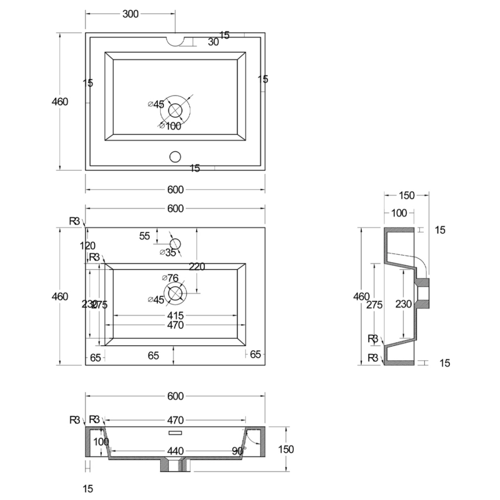 ALONI Wastafel – Kunstmarmer