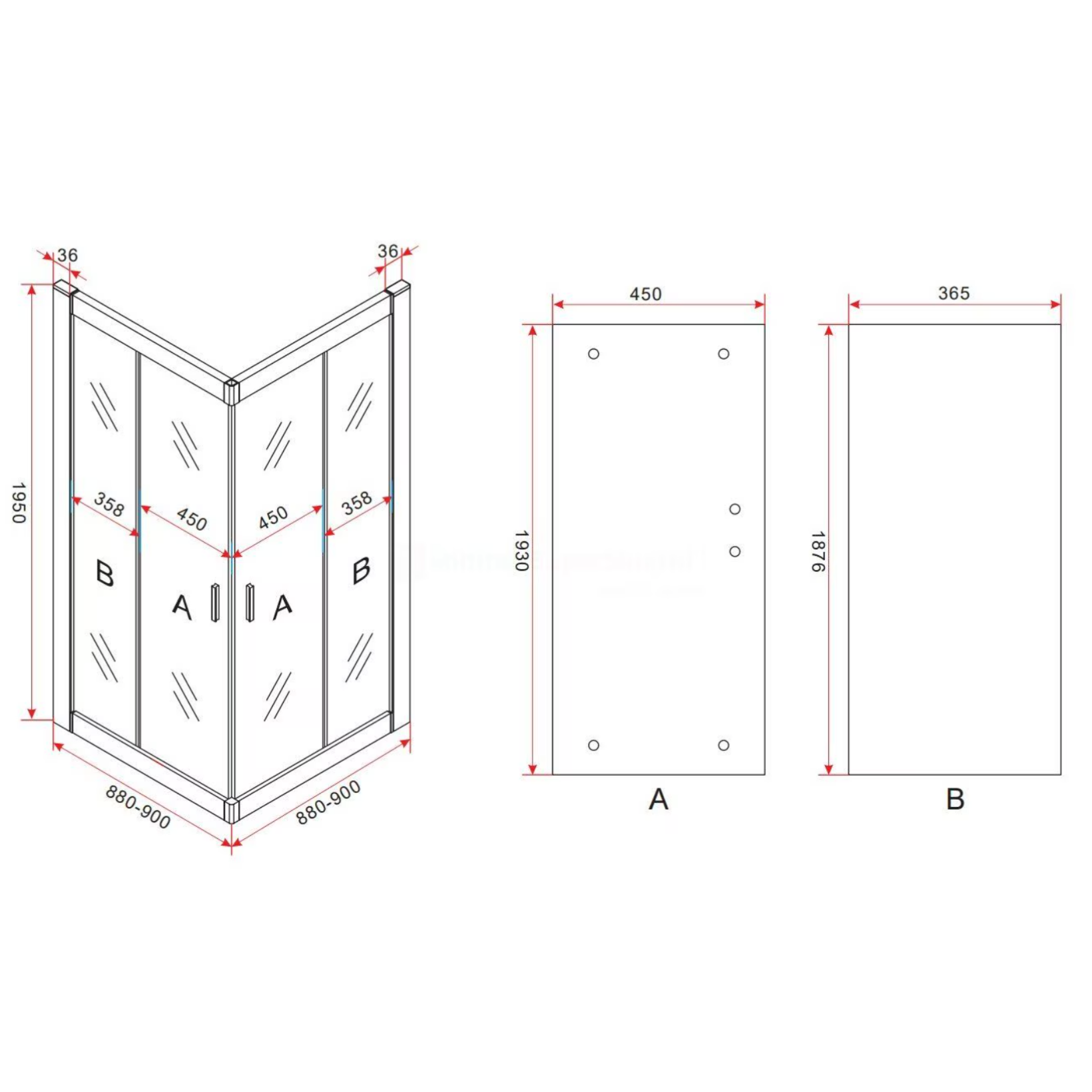ALONI Douchecabine Hoekinstap met 2 Schuifdeuren – 6 mm Veiligheidsglas – Helder Glas – Omkeerbaar