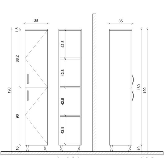 ALONI ALECO hoge badkamerkast – Softclose deuren