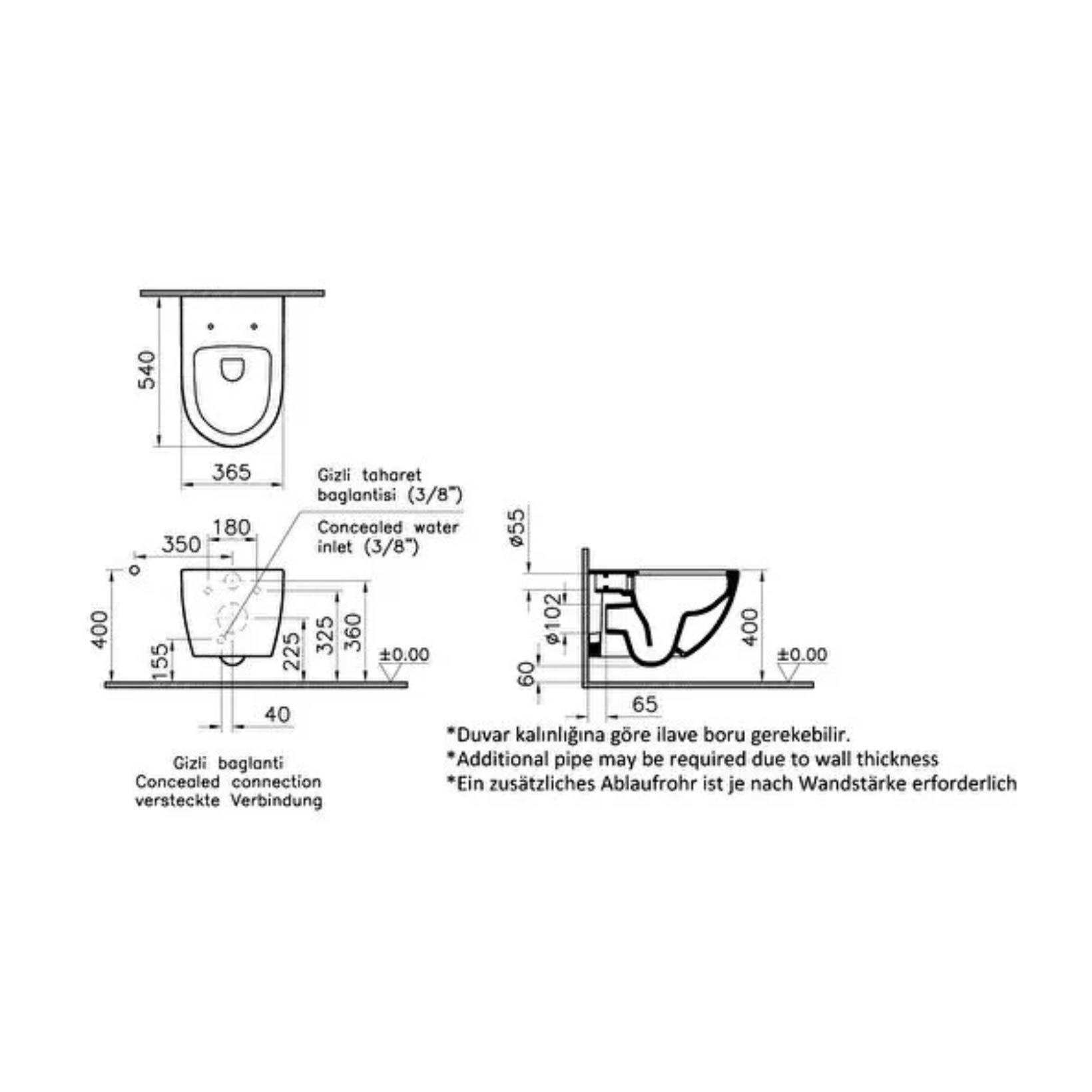 VitrA Sento Hangtoilet met Bidet